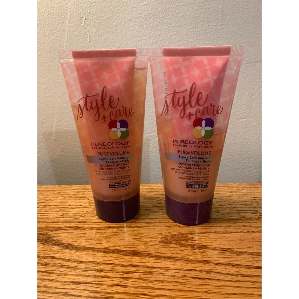 (2) PUREOLOGY Pure Volume Style + Care Infusion Fullness Body 5oz New Hair SET